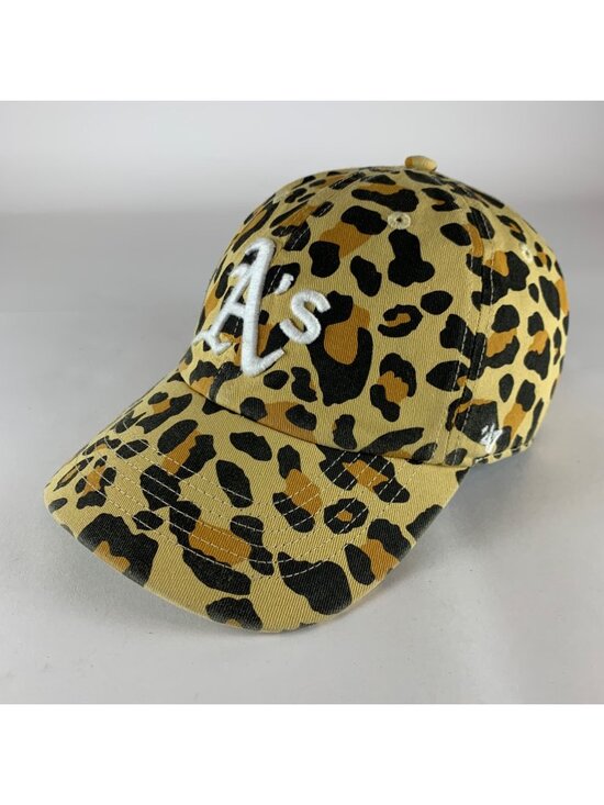 ‘47 Brand Accessories - Oakland Athletics MLB Womens Leopard Print 47 Brand Clean Up Strapback Hat